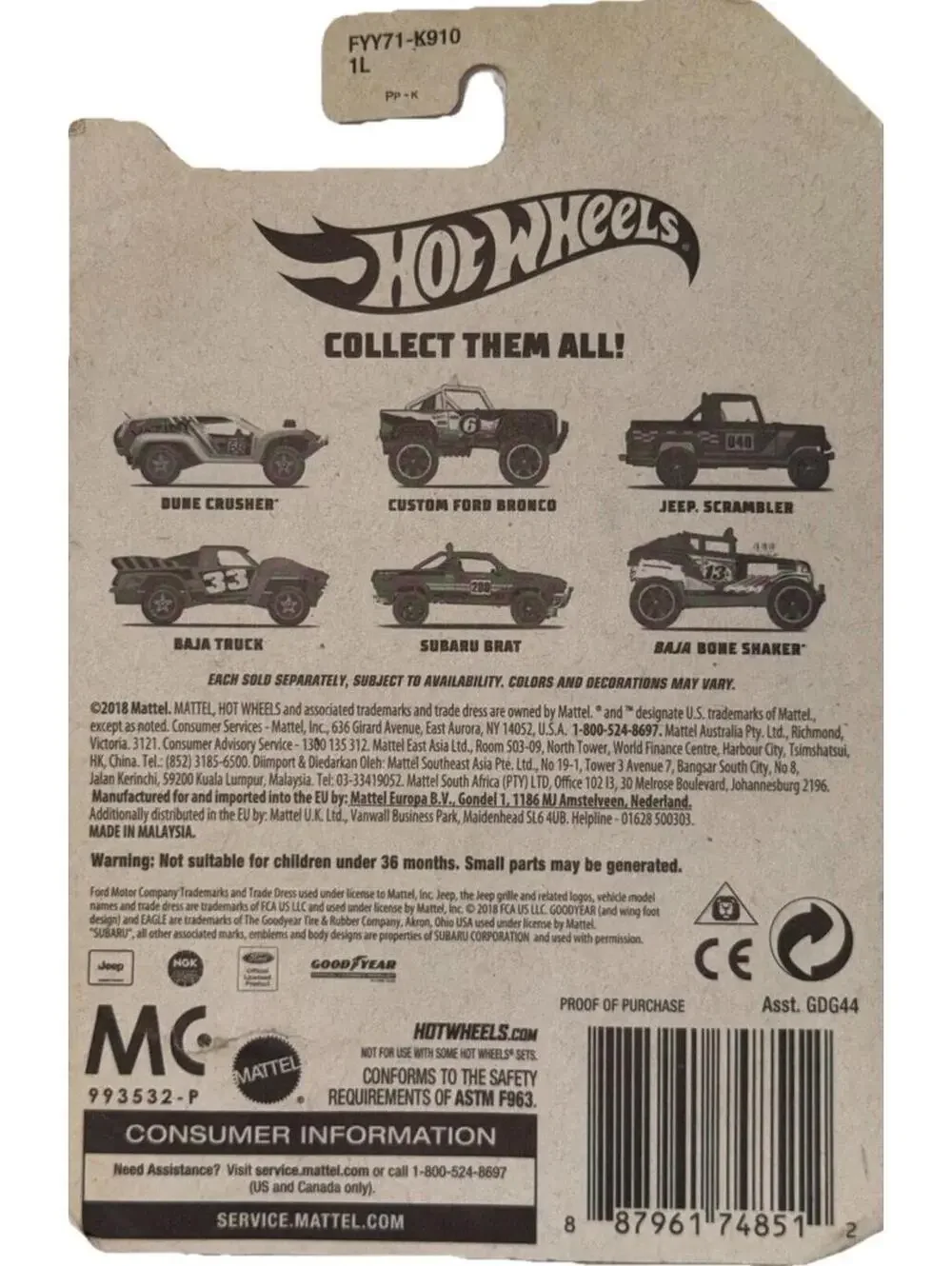 Hot Wheels Off Road Trucks Series Olive Green Jeep Scrambler CJ8 3/6 A7 #40